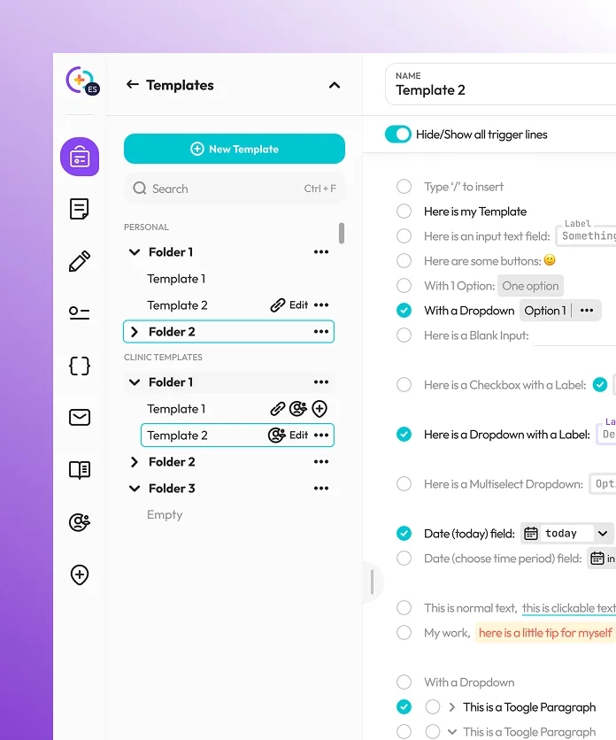 Clerkal template builder interface