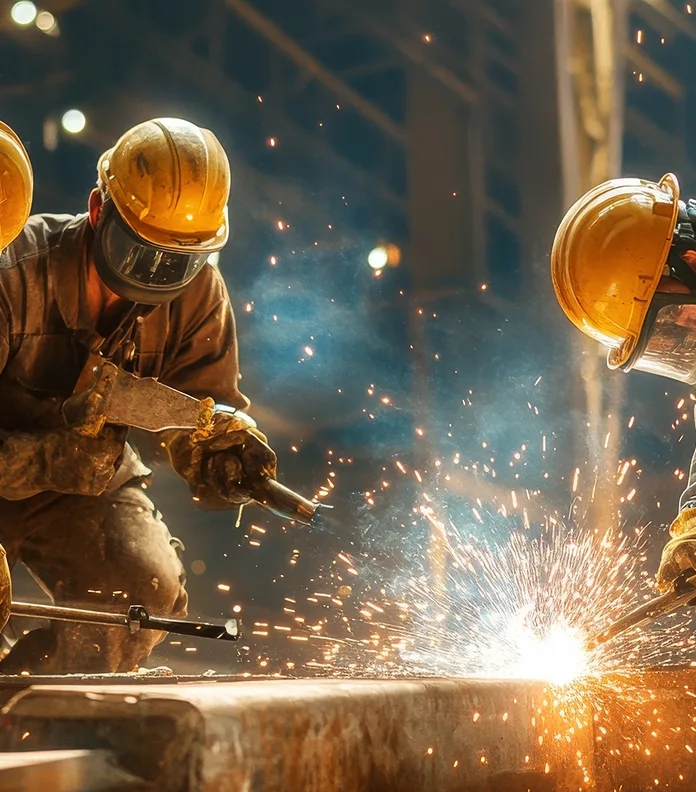 S&F Fabrication welder at work