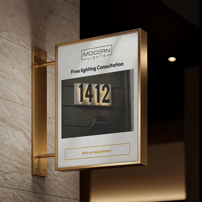 Wall light sign mockup