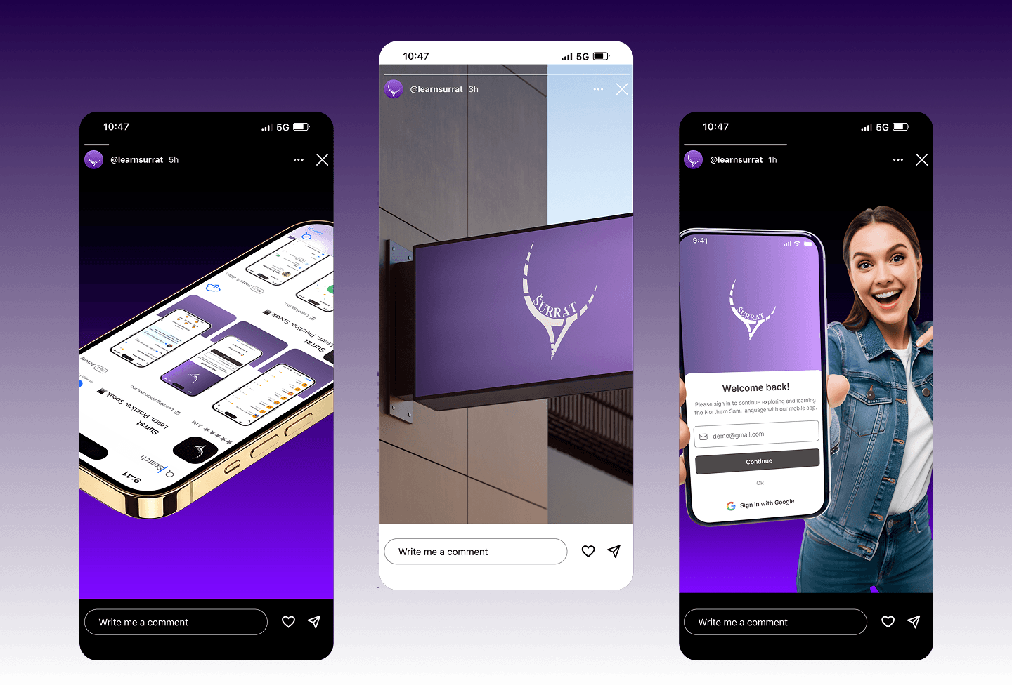 Surrat social and device mockup collage