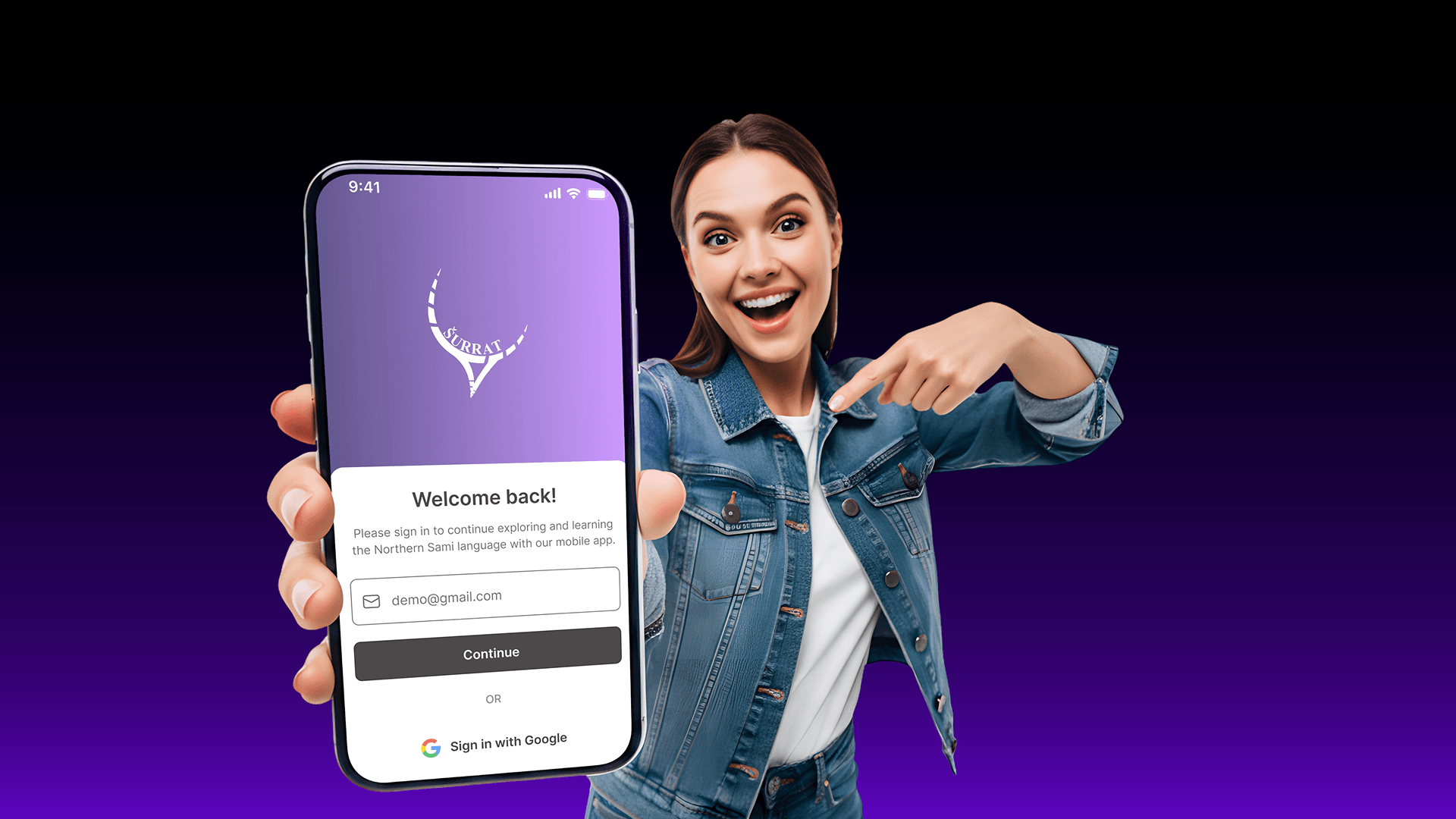 learner showing the Surrat sign-in screen