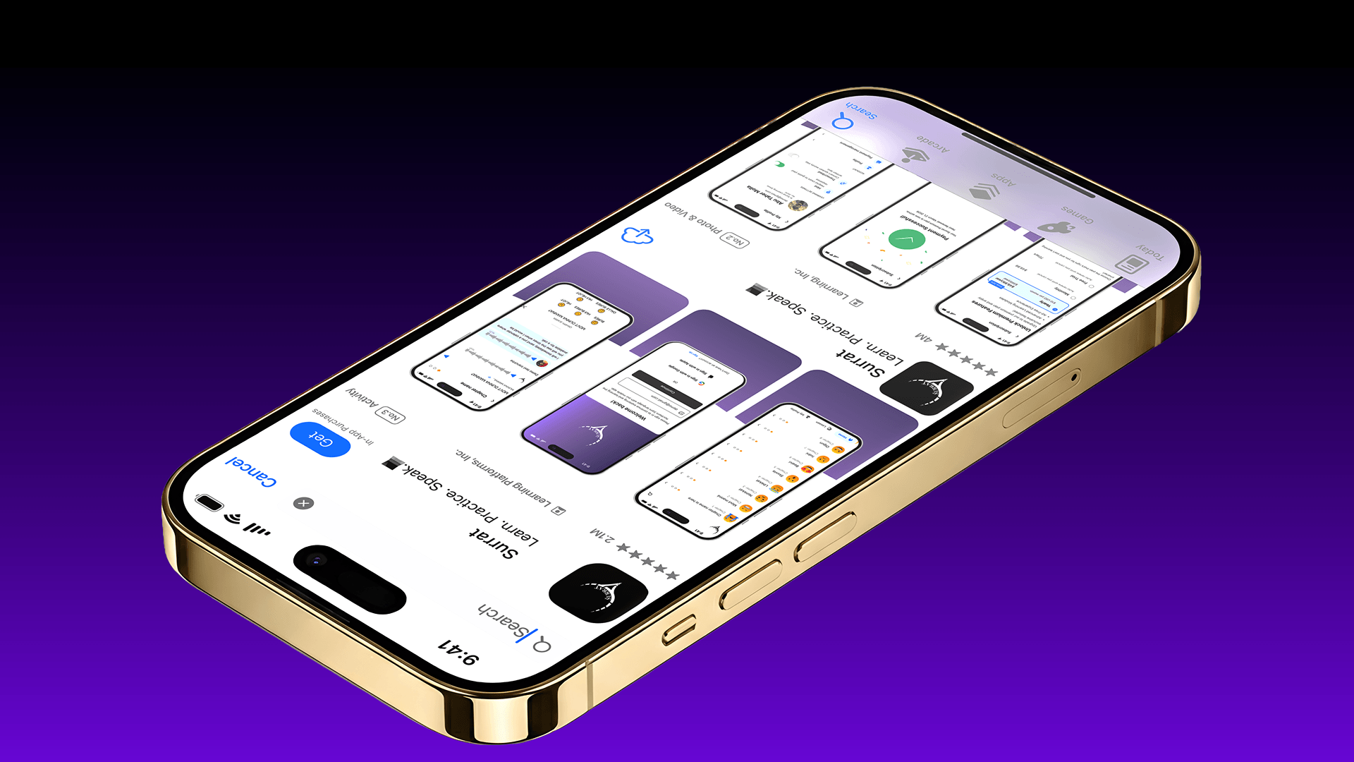 Surrat app store listing and chapter screens