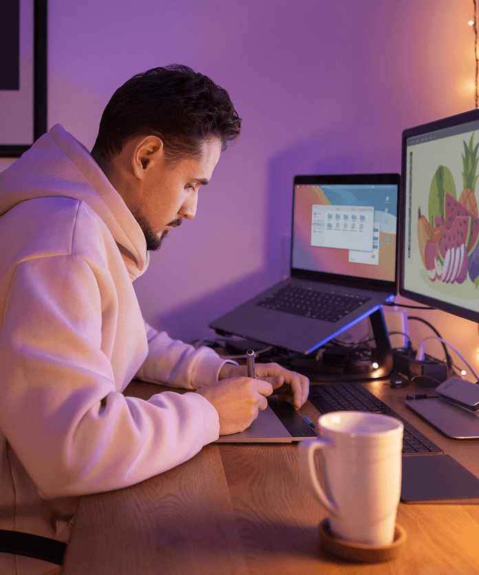 designer reviewing Surrat UI on desktop
