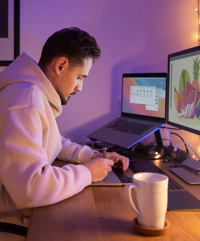 designer reviewing Surrat UI on desktop