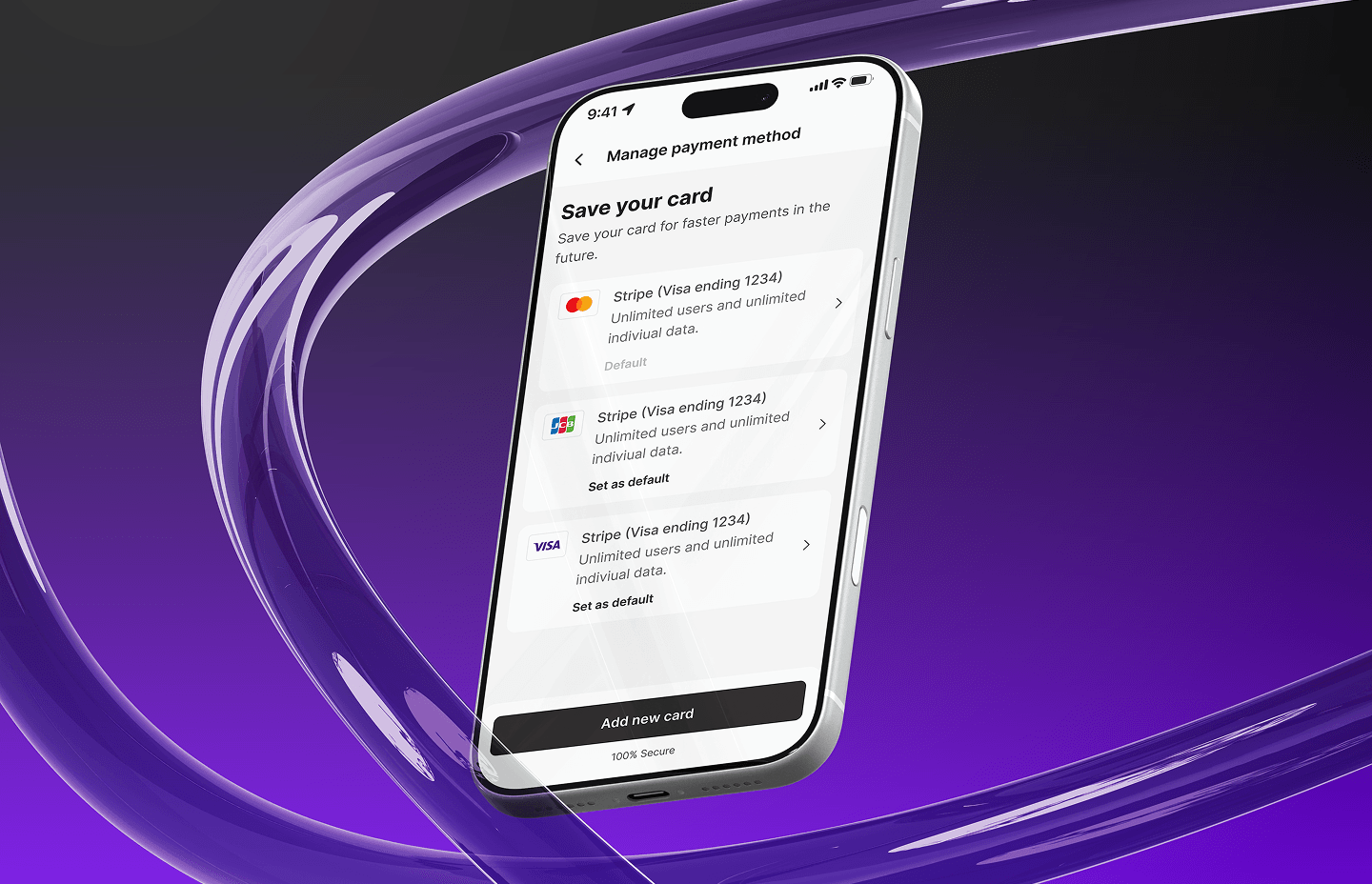 manage payment method screen