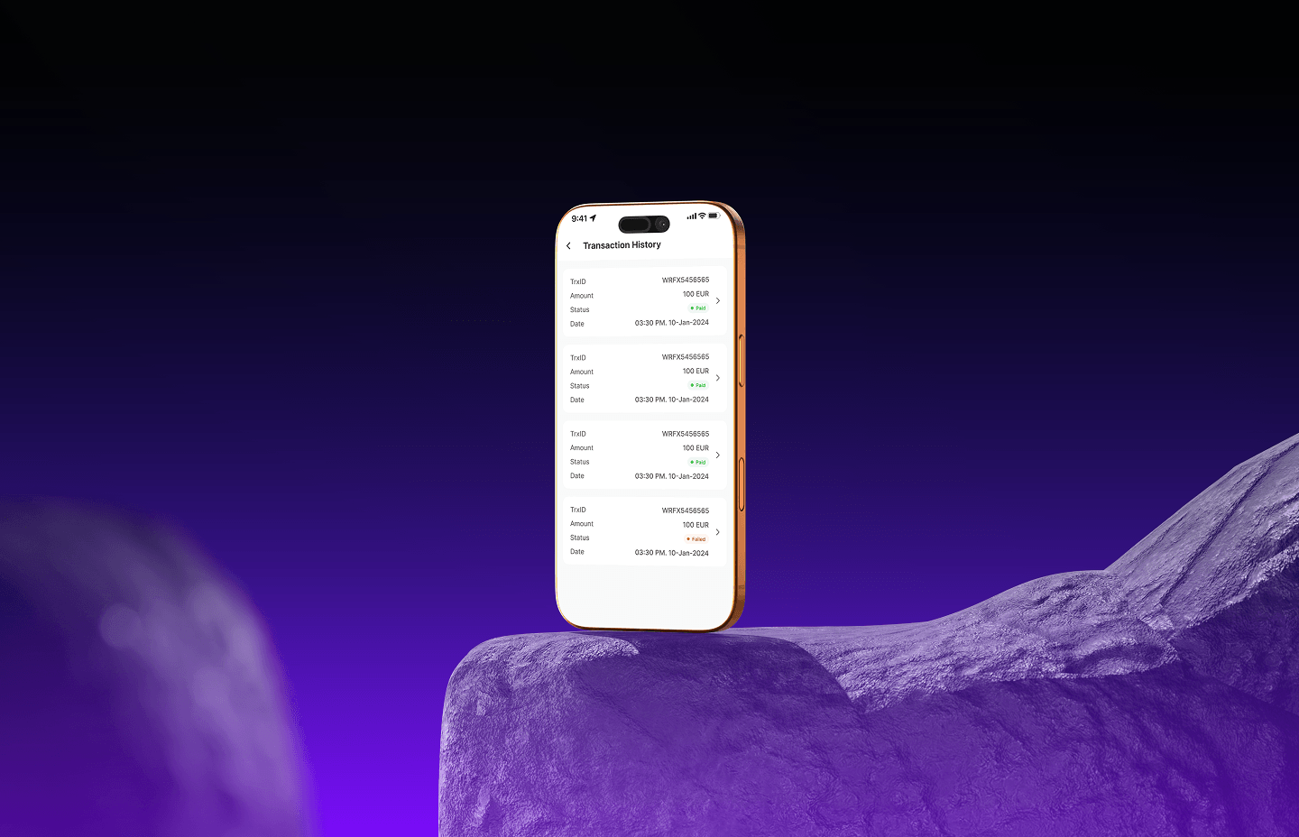 transaction history screen