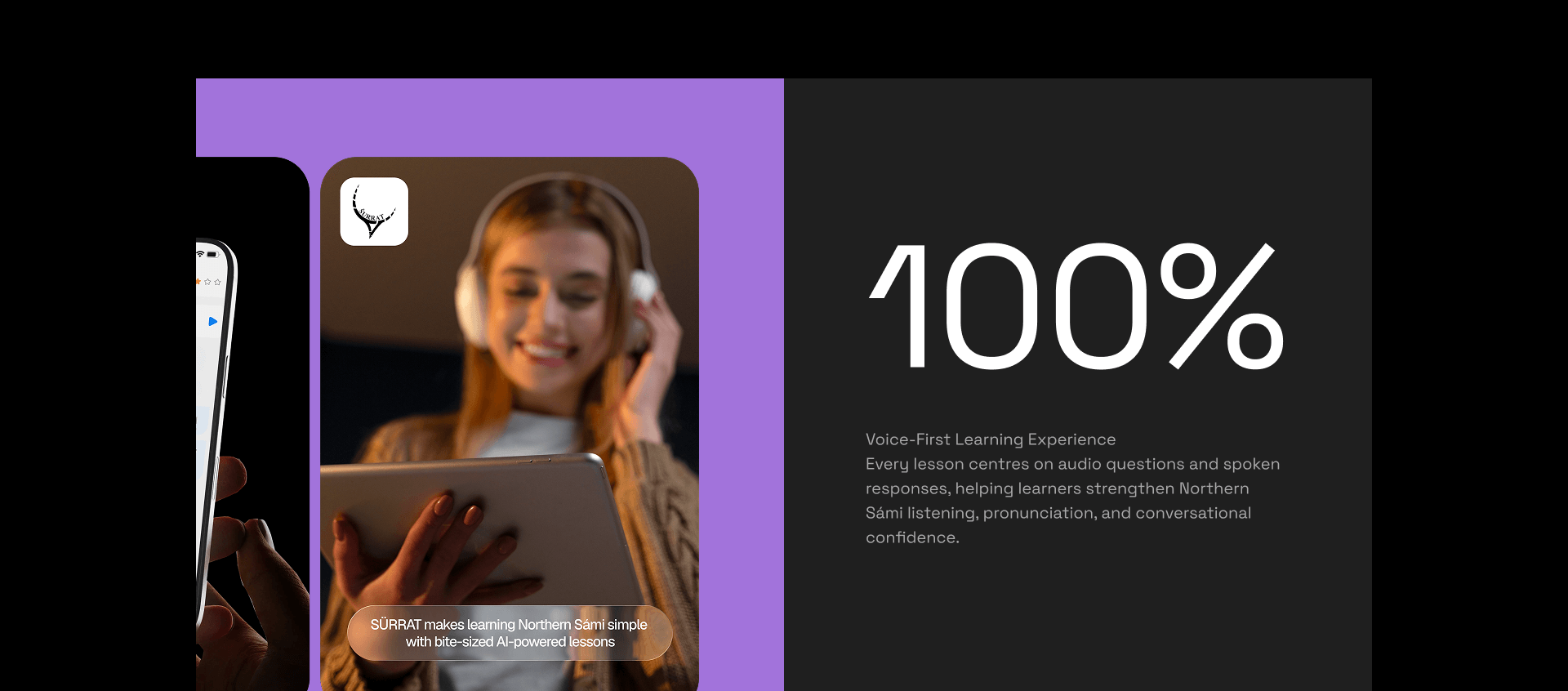 learner wearing headphones practising Northern Sámi