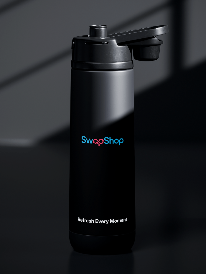 SwapShop branded water bottle