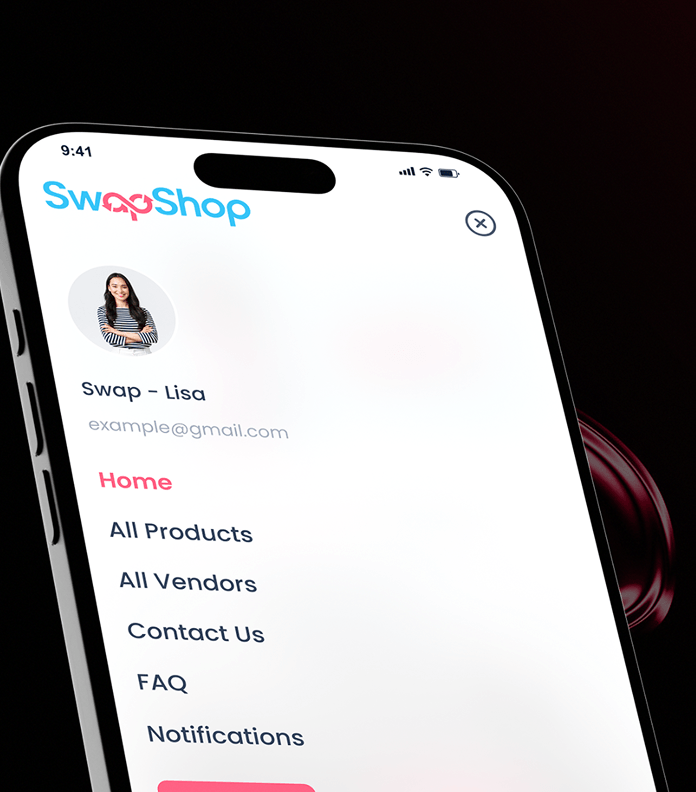 SwapShop mobile account menu