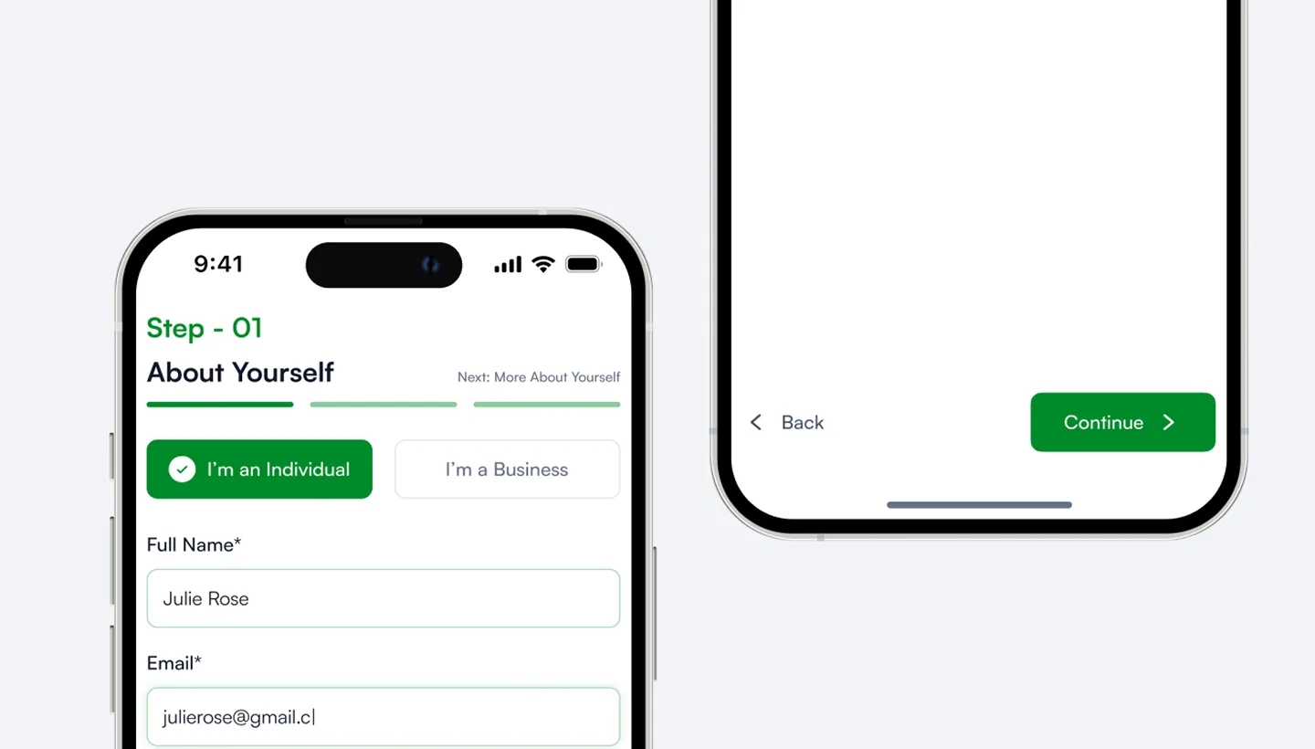 Thruhike onboarding sign-up screen on a phone