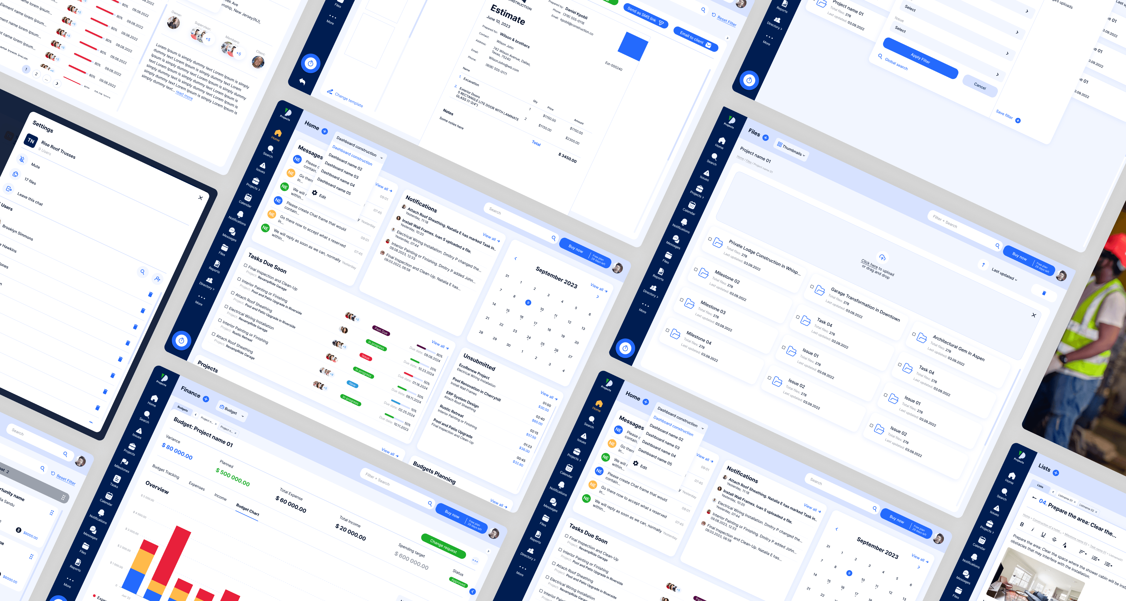 Vida Dynamics module screens showing tasks, projects, and analytics