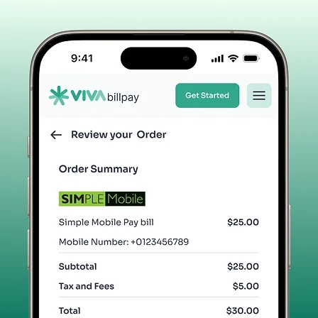 Viva Bill Pay mobile mock screen 3