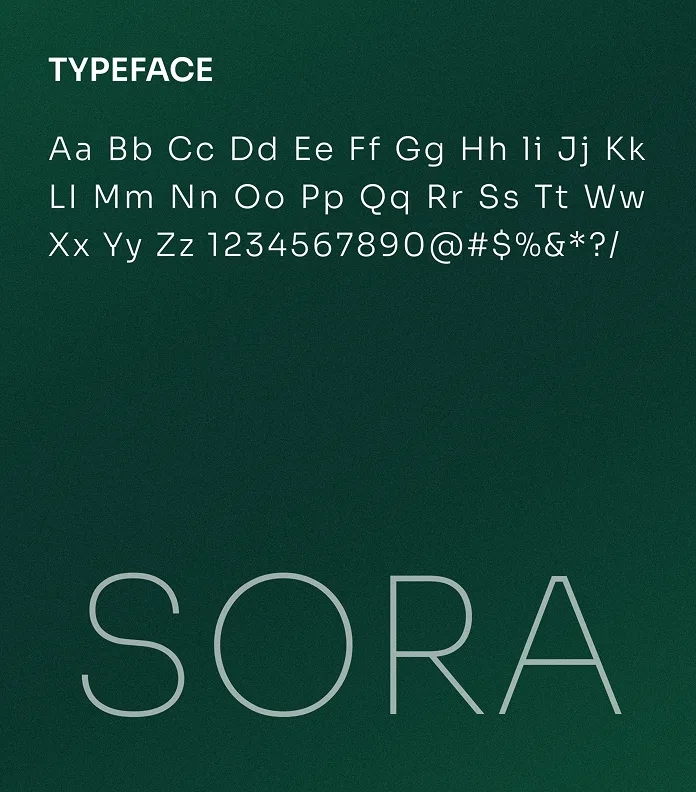 Viva Bill Pay brand font typography showcasing Sora typeface character set