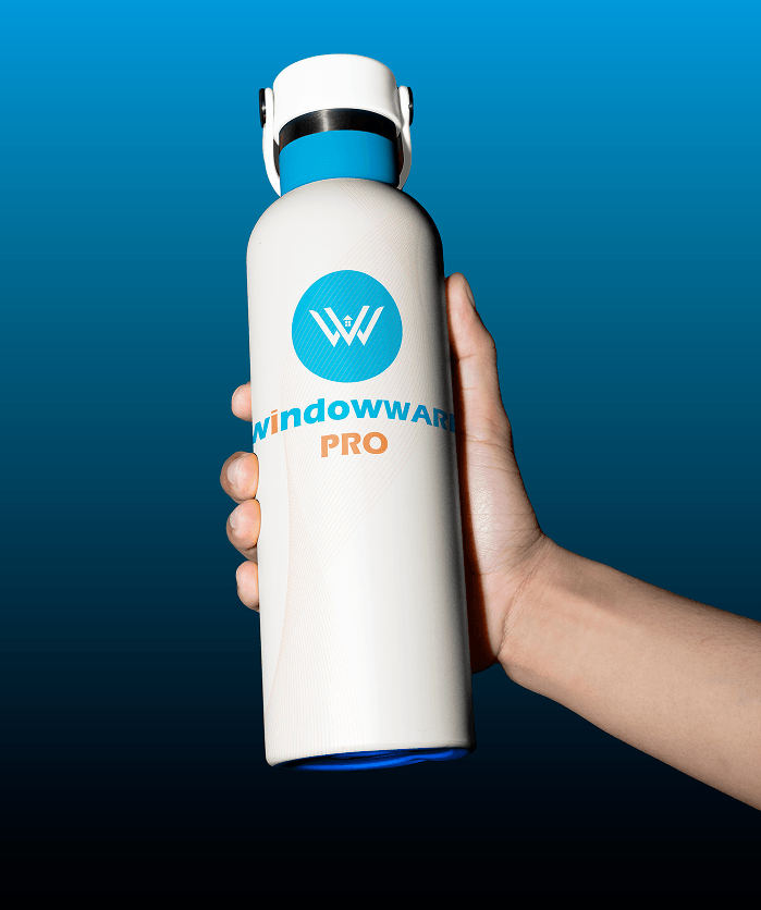 WindowWare Pro branded water bottle mockup