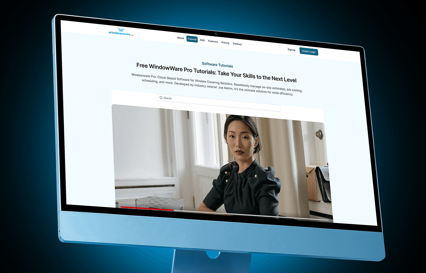 WindowWare Pro tutorials page on a monitor