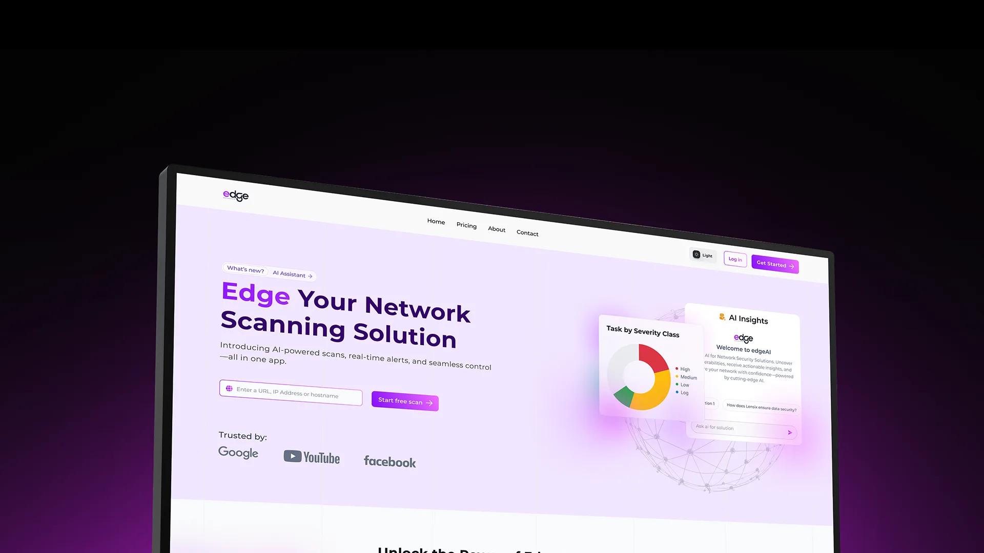 Edge network scanning landing page on a monitor