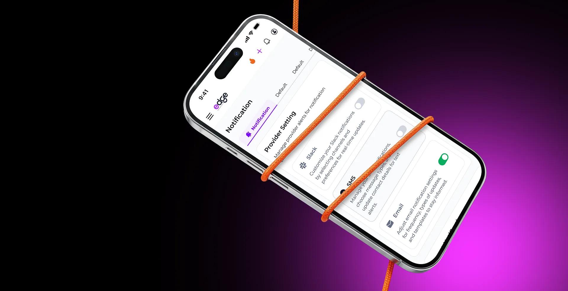 Phone showing the Edge notification settings screen