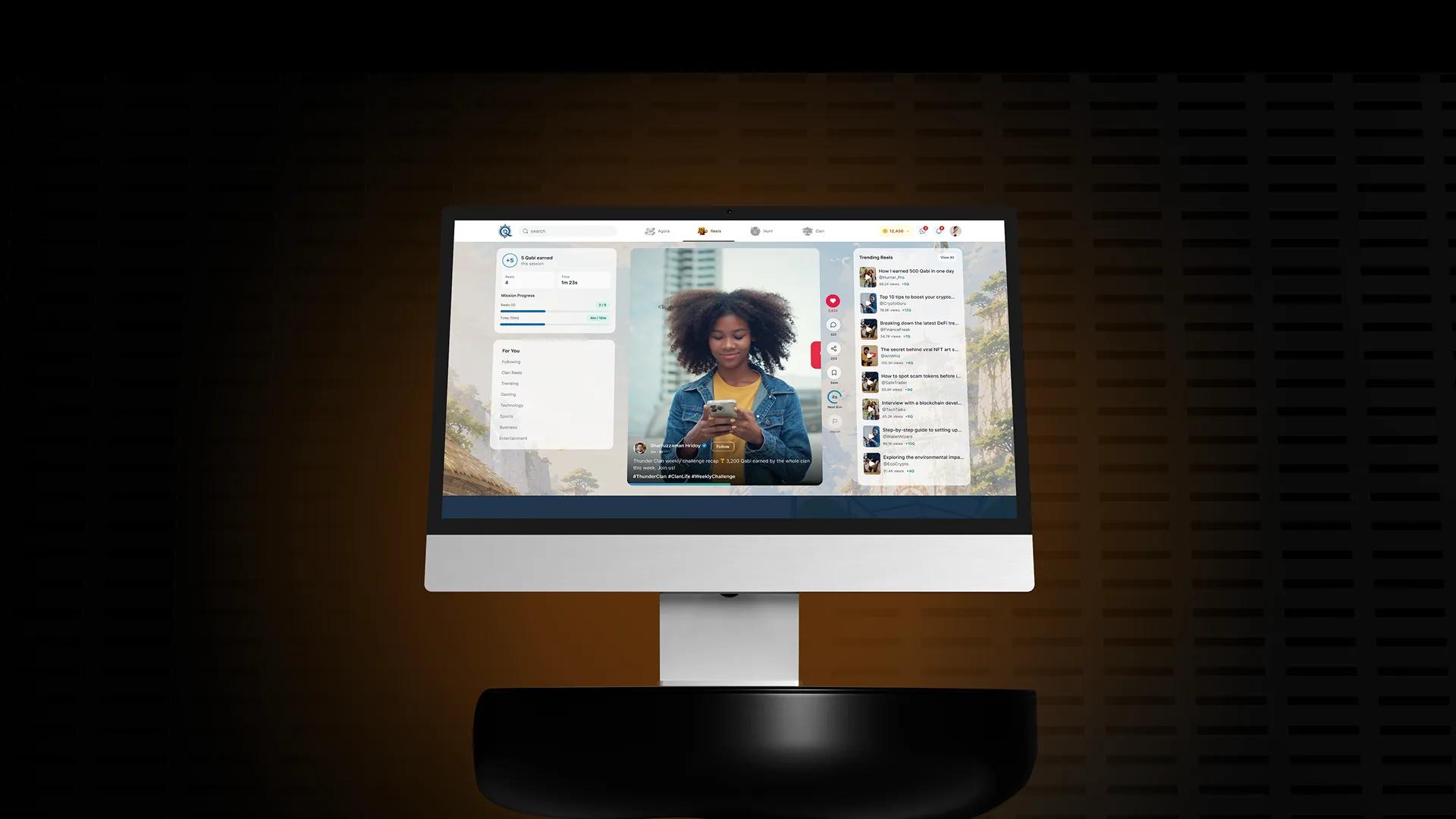 Qabiile application dashboard displayed on a desktop monitor mockup