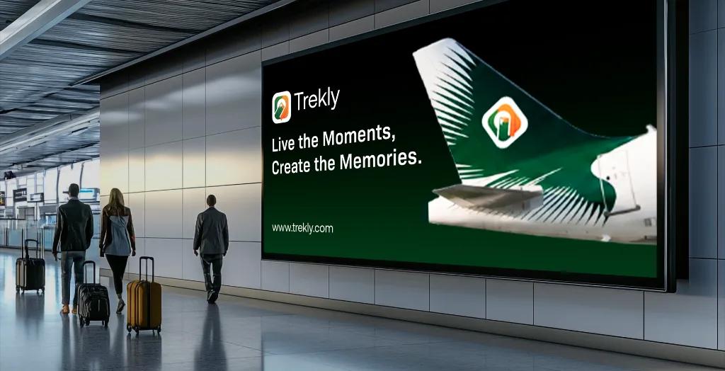 Trekly airport billboard advertisement