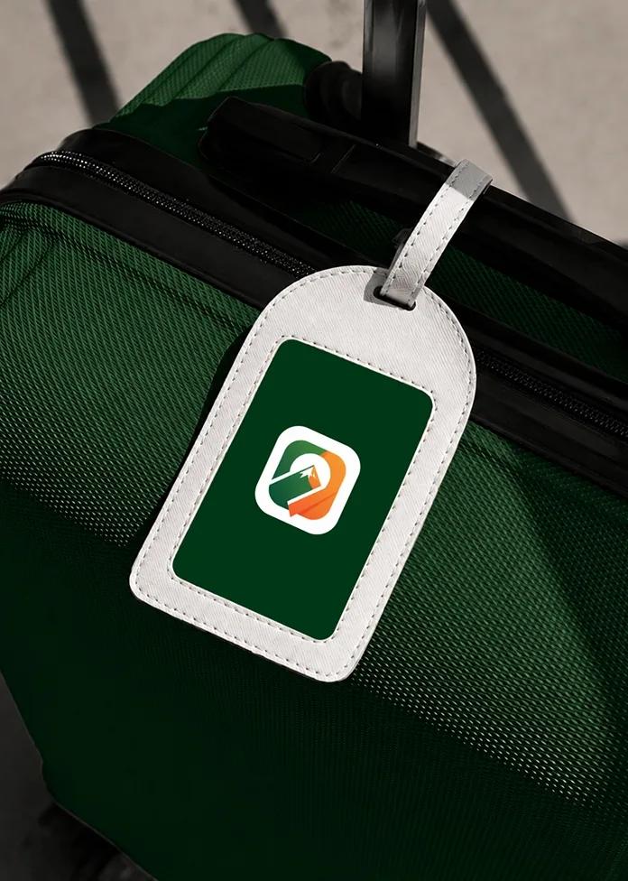 Trekly branded luggage tag mockup