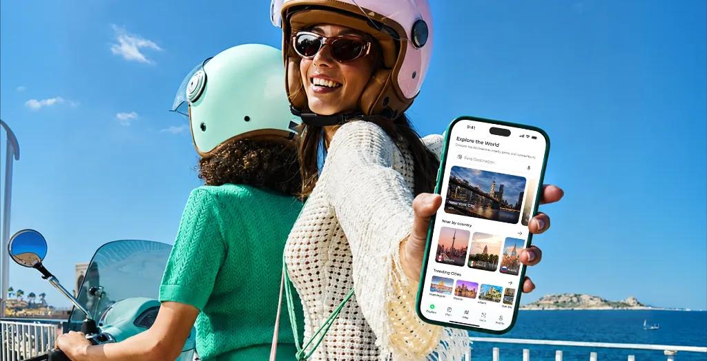 Trekly destination discovery screen mockup