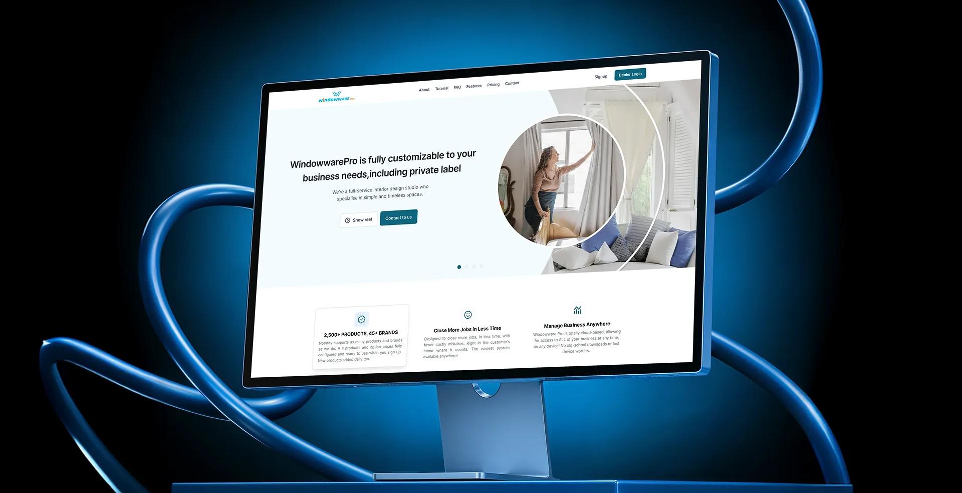 WindowWare Pro dashboard mockup on a monitor