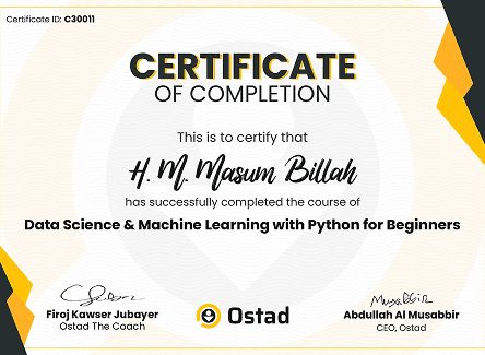ostad - certificate of completion