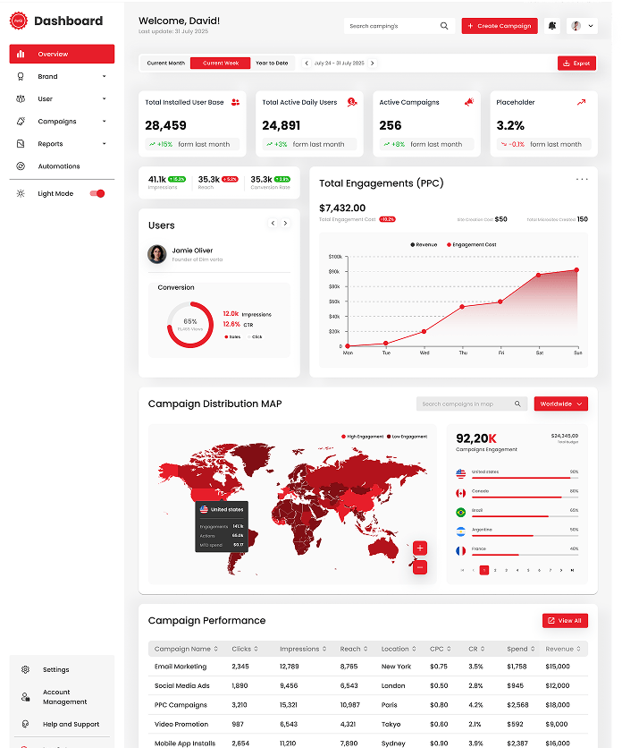 Bizi analytics light dashboard