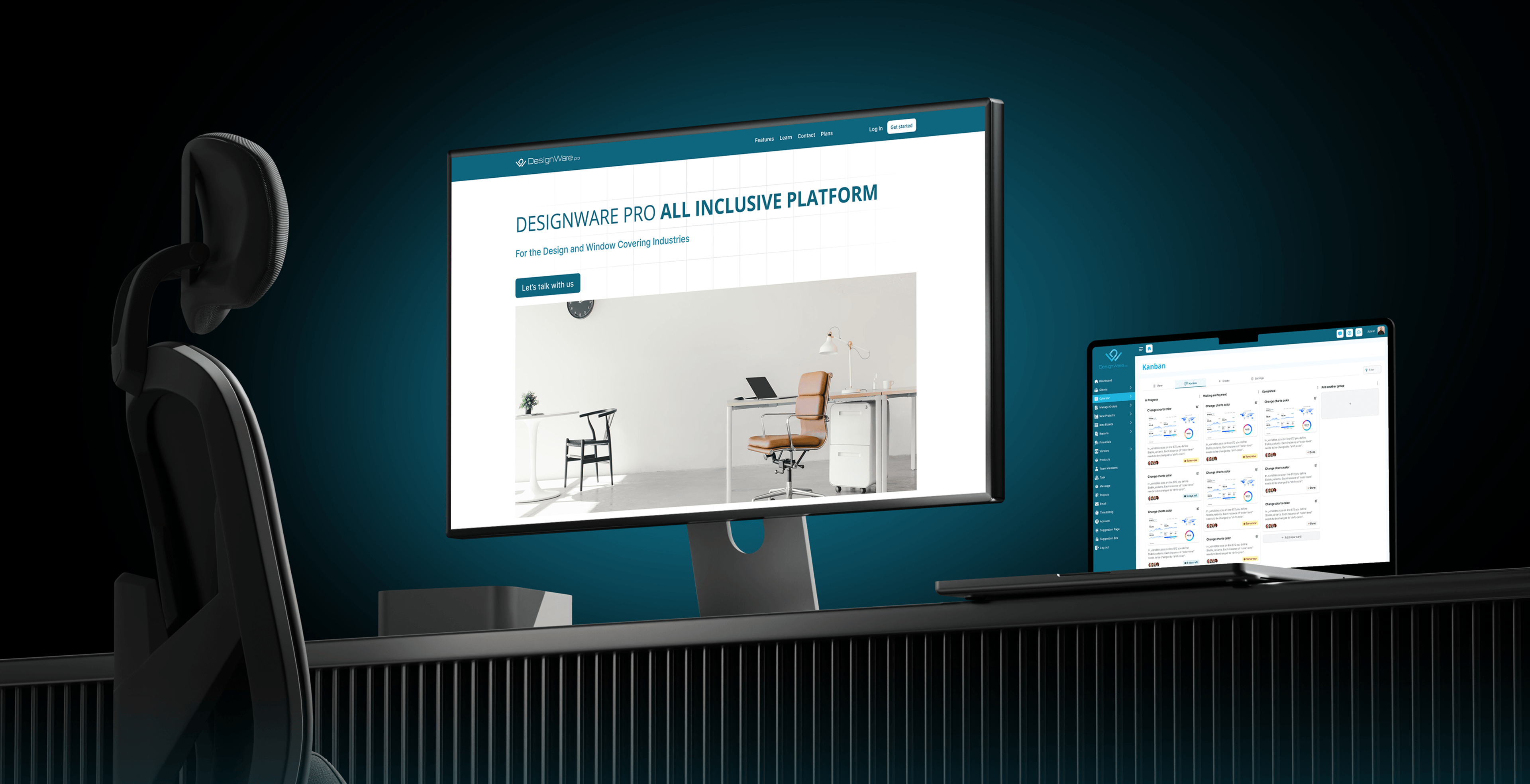 DesignWare Pro platform on a desktop monitor and laptop