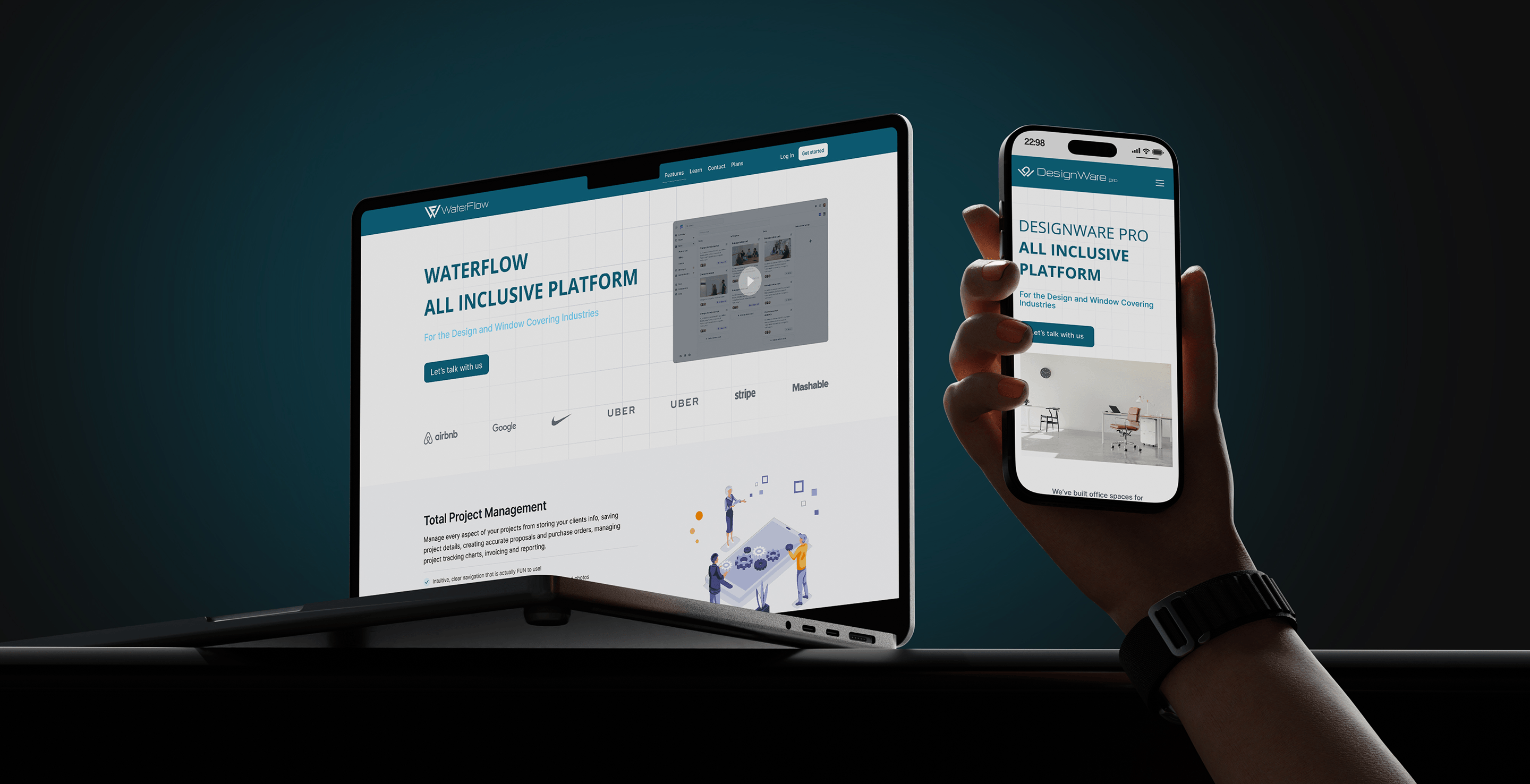 DesignWare Pro on a laptop alongside the mobile experience