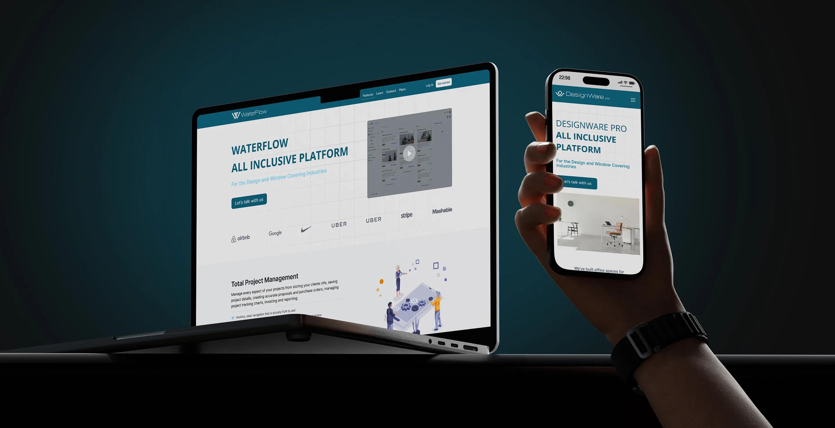 DesignWare Pro on a laptop alongside the mobile experience