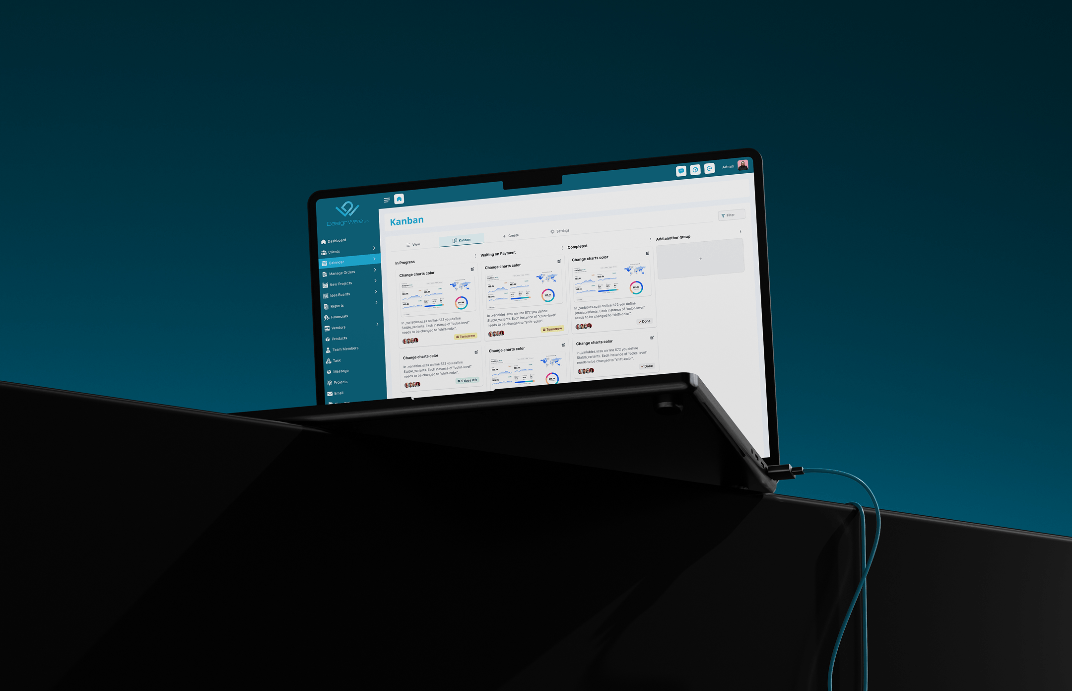 DesignWare Pro order management on a laptop