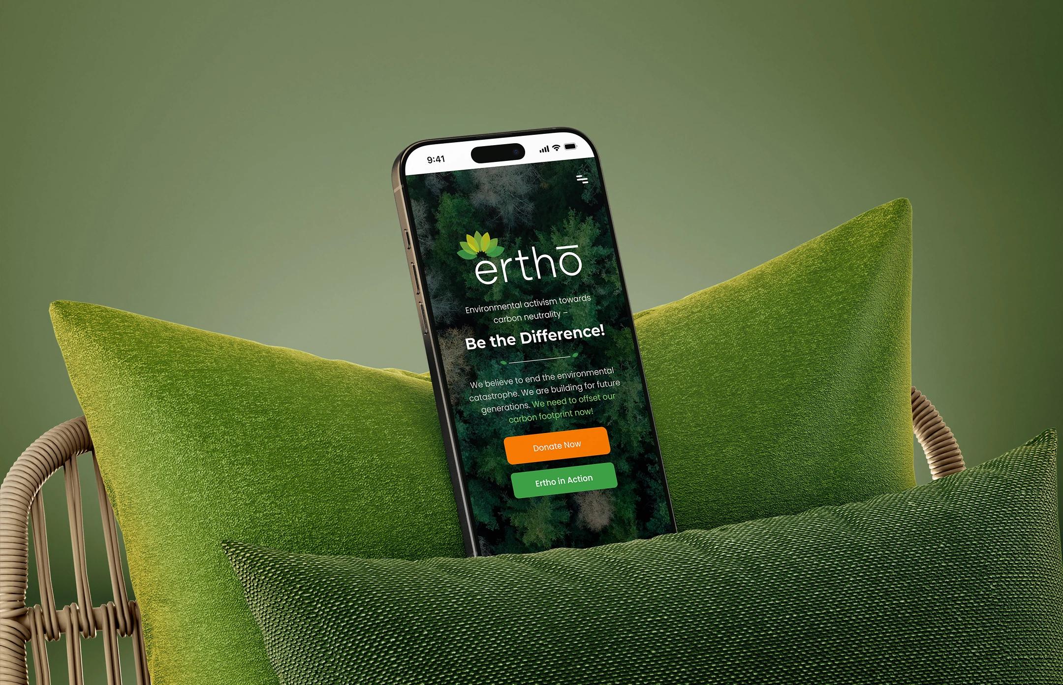 Ertho carbon footprint calculator on a smartphone