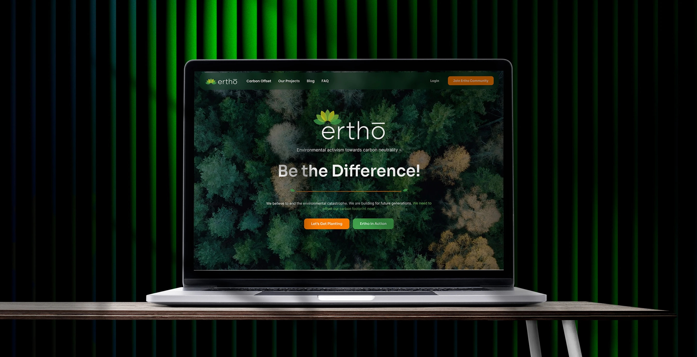 Ertho carbon footprint platform on a laptop