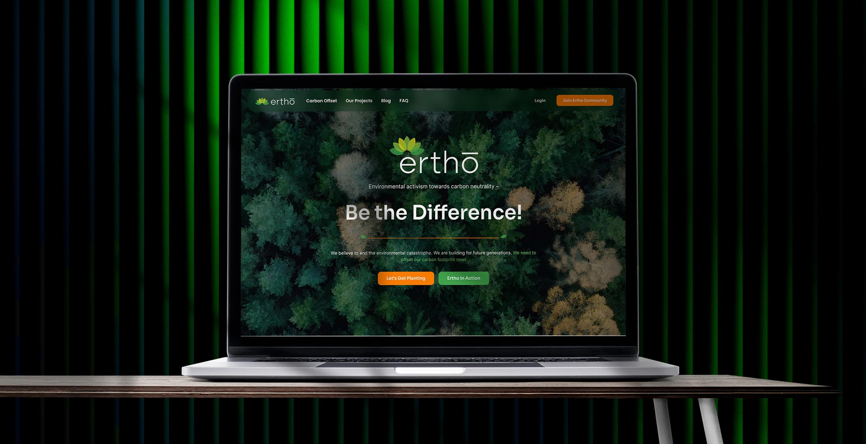 Ertho carbon footprint platform on a laptop