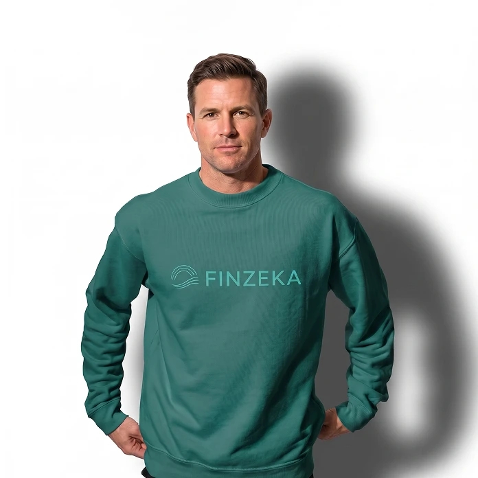 Person wearing Finzeka branded apparel