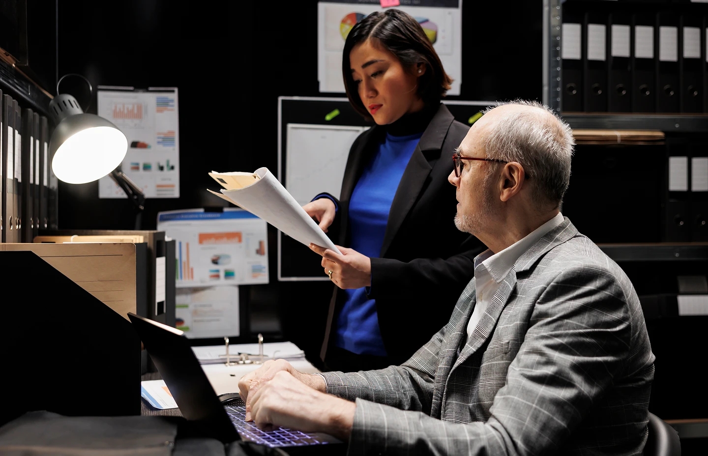 Team reviewing product strategy documents