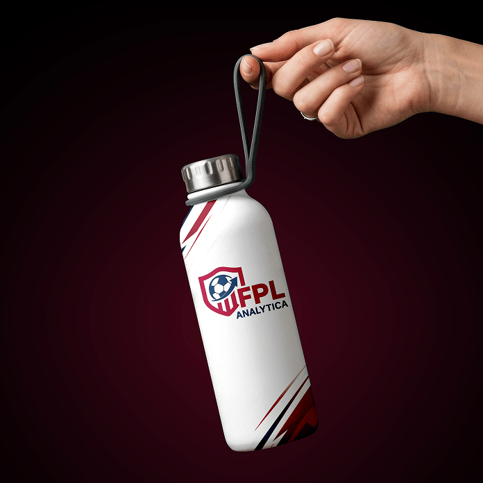 FPL Analytica branded water bottle