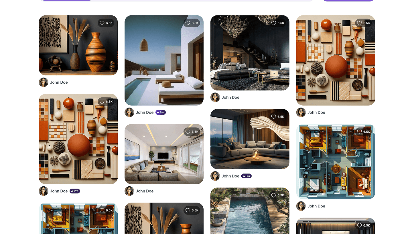 Gallery of AI-generated interior design tiles