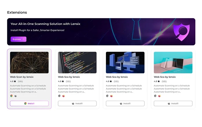 Lensix browser extension screen