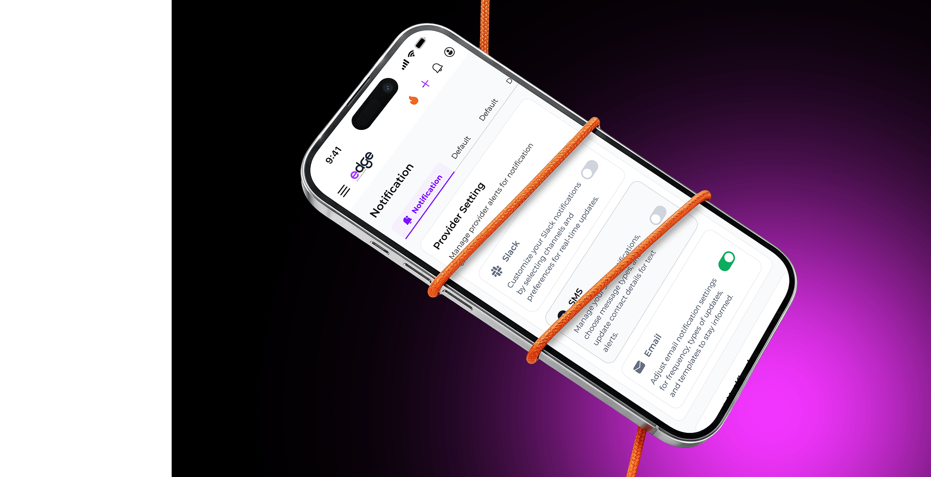 Phone showing the Edge notification settings screen