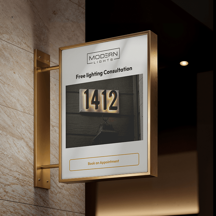 Wall light sign mockup