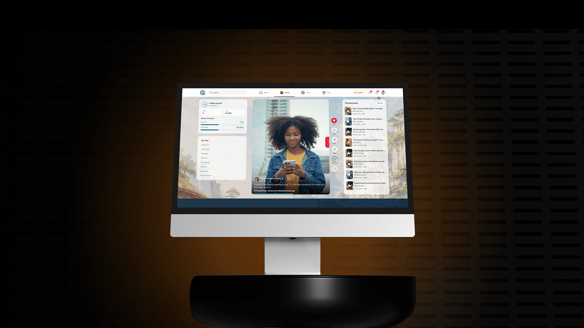 Qabiile application dashboard displayed on a desktop monitor mockup