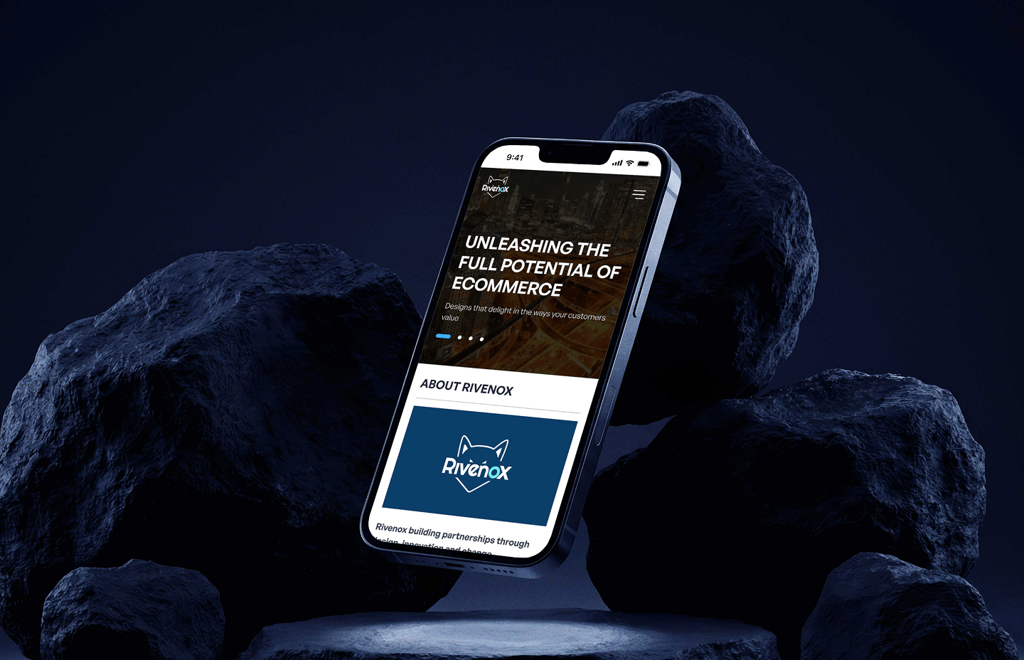Rivenox website shown on a mobile phone
