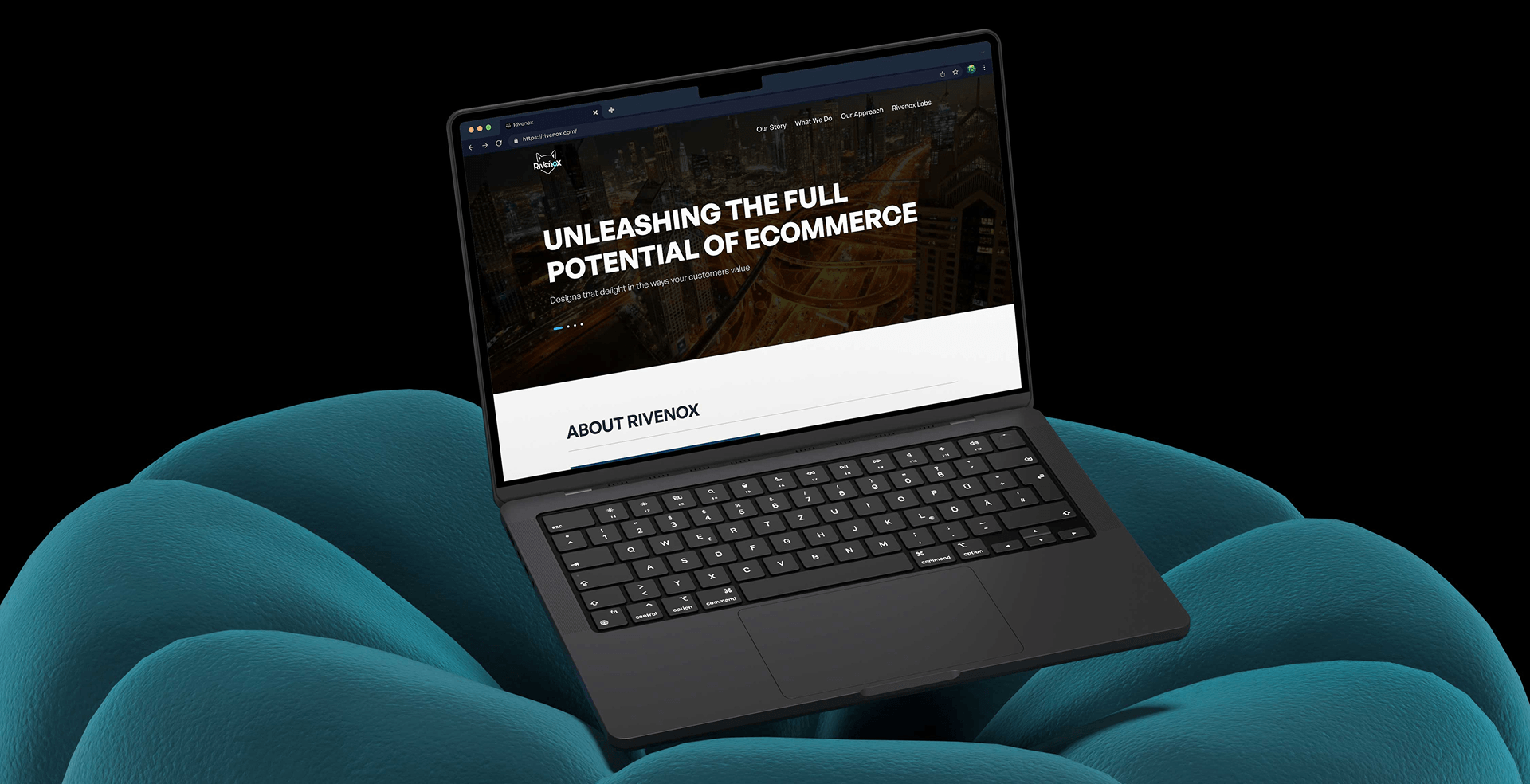 Rivenox website shown on a laptop