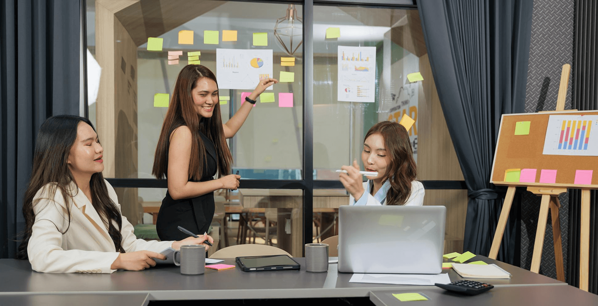 team brainstorming with sticky notes