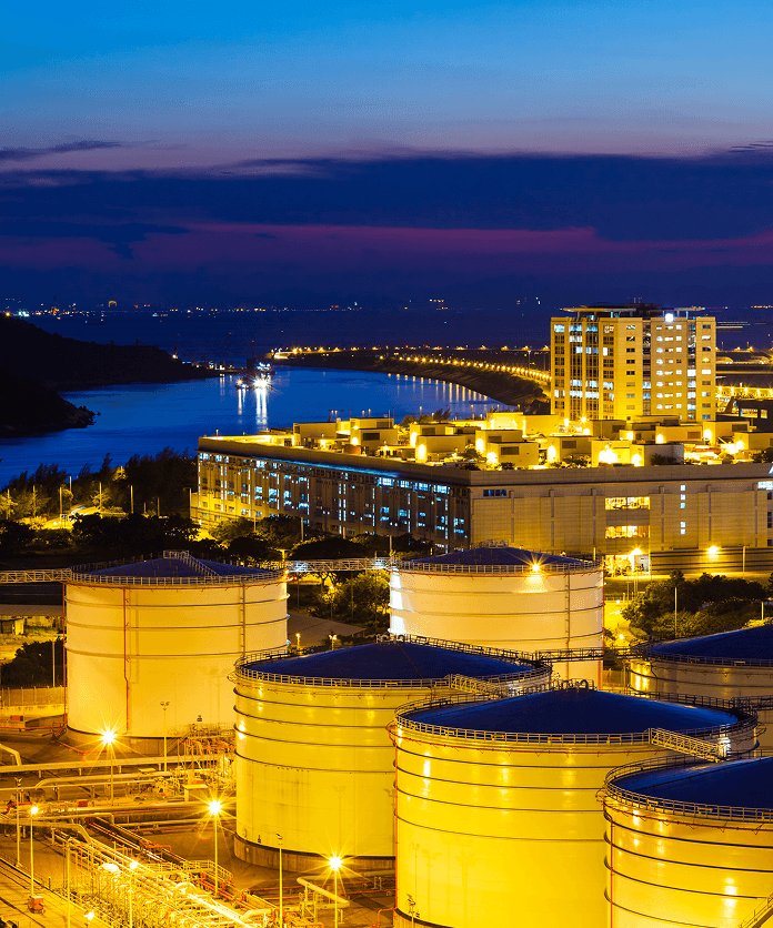 Natural Gas Company plant at night