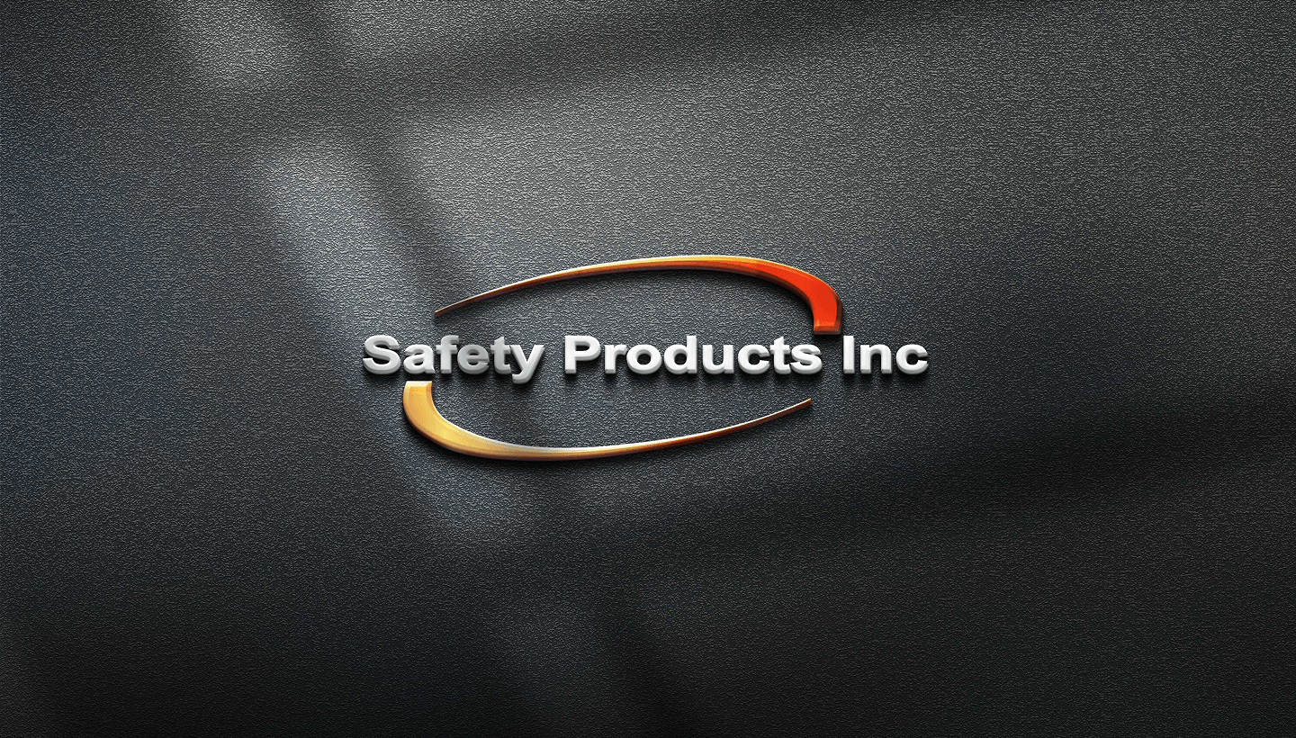 Safety Products Inc logo emblem on dark textured surface