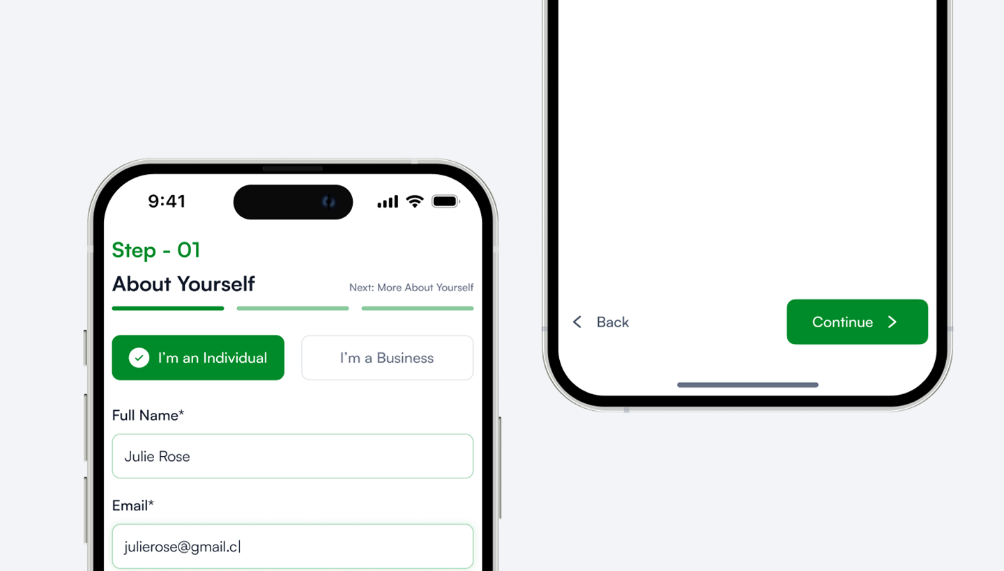 Thruhike onboarding sign-up screen on a phone