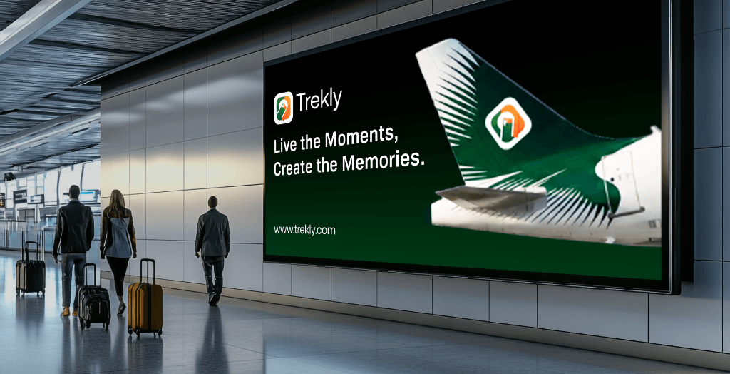 Trekly airport billboard advertisement